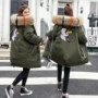 Chống mùa bông quần áo nữ phần dài Hàn Quốc phiên bản của xuống áo khoác bông đệm ấm lớn cổ áo lông thú 2018 mới bông áo nữ thủy triều áo phao nữ dáng ngắn hàn quốc