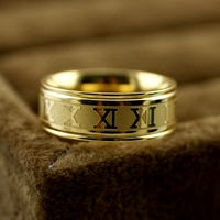 Мужское кольцо из нержавеющей стали с гравюрой, золото 750 пробы, на указательный палец