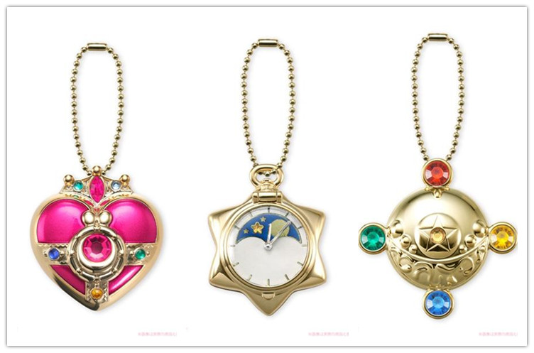 Sun Version & Cartoon Version Moon Prism + Heart Of The Universe + Pocket WatchSailor Moon Wan Dai Mini Transfiguration device Eat and play box eggs Transfiguration mirror Transfiguration pen Sugar box Pendant Japanese version