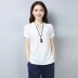 Áo thun cotton ngắn tay và cotton nữ 2019 hè mới che bụng giảm béo size lớn áo thun cotton ngoại quốc - Áo phông áo phông rộng Áo phông