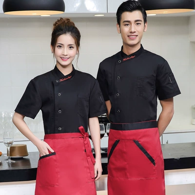 Quần áo làm việc đầu bếp nam ngắn tay mùa hè phục vụ khách sạn thợ làm bánh nhà hàng căng tin nhà bếp quần áo dài tay nữ đồng phục đầu bếp may sẵn 