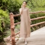 Mùa hè 2019 mới không tay đầm mới Trung Quốc phong cách fan hâm mộ văn học retro phụ nữ cải tiến váy sườn xám Hanfu - Váy dài váy đi biển đẹp