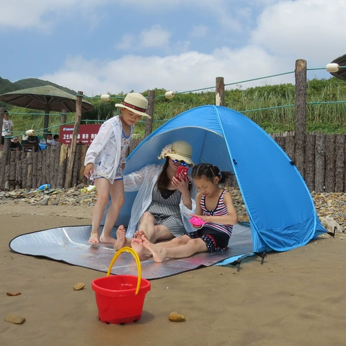 На открытом воздухе 2 Peach Beach Beach, пляж, простое затенение на одну секунду, открытый солнцезащитный крем и легкий детский семейный палатка.