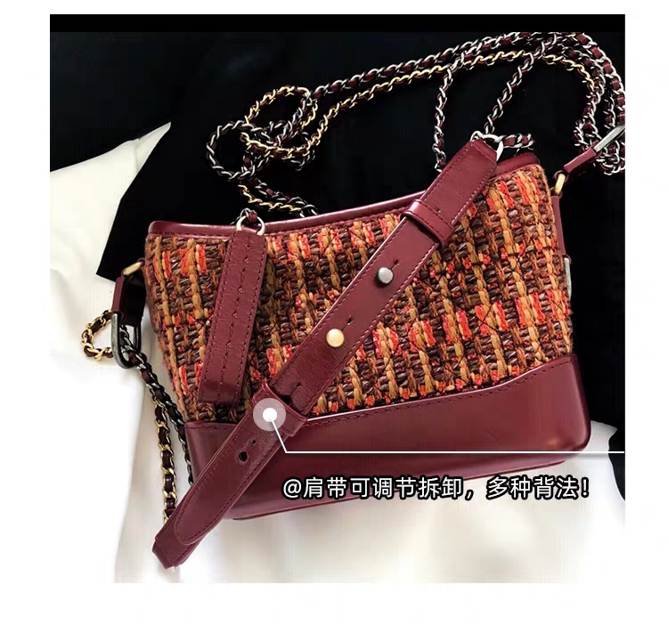 Brick Red - Small TweedBag female 2020 spring new pattern Little fragrance genuine leather Stray bag One shoulder Oblique span Rhombic grid Chain package Versatile Female bag