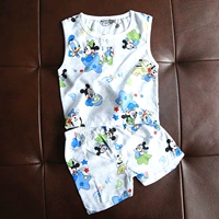 Mùa hè bé phù hợp với bé trai và bé gái cotton vest quần short hai mảnh trẻ em của không tay phù hợp với quần jean bé gái