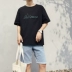 2018 mùa hè vài thêu T-Shirt nam ngắn tay lỏng sinh viên Hàn Quốc hoang dã giản dị áo sơ mi vòng cổ áo sơ mi áo hoodie nam Áo khoác đôi