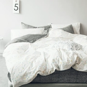 Bông bốn mảnh kẻ sọc cotton ba mảnh bộ chăn ga trải giường chăn gió Bắc Âu trừu tượng đơn giản 1,8 m - Bộ đồ giường bốn mảnh