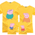 Cha mẹ và con mùa hè ăn mặc ba 2018 mới bông màu vàng lợn Peggy t-shirt cộng với phân bón để tăng cả gia đình Trang phục dành cho cha mẹ và con