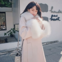 Thắt lưng ca cao Chanel, áo len, nữ dày mùa đông, phần dài, thời trang Hàn Quốc, áo len mỏng, sang trọng, nữ áo dạ dáng dài hàn quốc