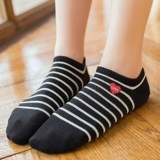 Японские хлопковые носки г -жа SOS, Love вышитые полосатые носки для лодок, универсальные скрытые хлопковые носки DW34