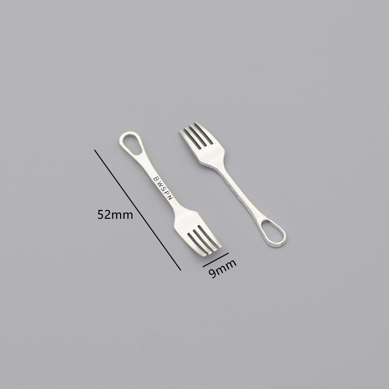 1 Long ForkDIY ornaments parts alloy Retro Ancient silver smiling face Spoon scissors self-control Necklace Earrings Pendants Pendant