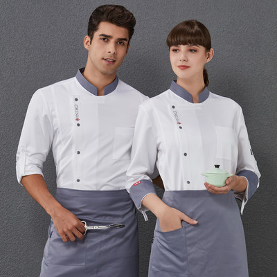 2022年夏季酒店餐饮厨师工作服短袖男女饭店食堂冰丝透气轻薄工装