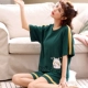 Bộ đồ ngủ nữ cotton mùa hè ngắn tay hai mảnh phù hợp với mùa hè Hàn Quốc dễ thương kiểu công chúa hoạt hình quần áo nữ có thể mặc bên ngoài - Giống cái