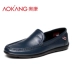 Aokang Doudou Giày Da Nam Giày Slip-On Giày Da Nam Mùa Xuân Cao Cấp Cho Nữ Giày Lười Đế Mềm Giày thấp