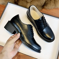 Мягкая воловья кожа черного цвета (высота каблука 4,5 см) [подкладка из кожи]