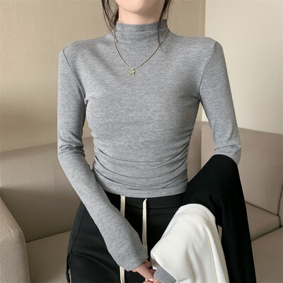 taobao agent Autumn fitted T-shirt, top, long sleeve, high collar