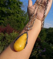 Украшения на шею f 德国800银天然老蜜蜡古董挂件和项链 全手作梅花