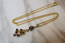 Украшения на шею a德国首饰 925银鎏金刻面石榴石挂件2.2克 铜包金项链1.5克