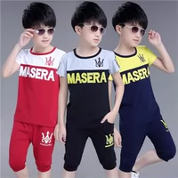 Quần áo bé trai hè 2018 phiên bản mới của Hàn Quốc cho bé trai cổ tròn tay ngắn hai mảnh phù hợp với thể thao và giải trí đồ bơi cho bé