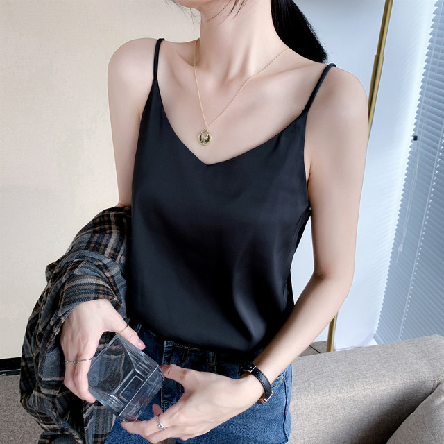 韩版v领绸缎吊带背心