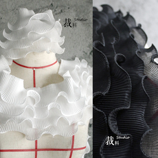 Кайма 四层荷叶边褶皱肌理立体波浪辅料 连衣裙礼服木耳花边手工diy材料