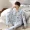 Bộ đồ ngủ bằng cotton nguyên chất dành cho nam giới trung niên và cao tuổi mặc ở nhà vào mùa xuân và mùa thu Bộ quần áo ngủ rộng rãi quá khổ có thể mặc bên ngoài - Bộ Pajama