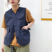 Kitahara Bobcat Nhật Bản Ami 咔叽 bf gió dụng cụ giản dị vest ba màu nam giới và phụ nữ