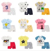 Trẻ em cotton ngắn tay phù hợp với chàng trai và cô gái hai mảnh bé quần short trẻ sơ sinh bé trai 0-3-5 tuổi mùa hè ăn mặc