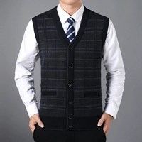 2018 mới trung niên nam thu đông quần áo len vest cha mặc vest cashmere đan vest vest ông nội áo len áo khoác cardigan học sinh