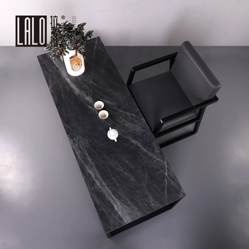 Мраморный минималистичный черный металлический современный журнальный столик, чай