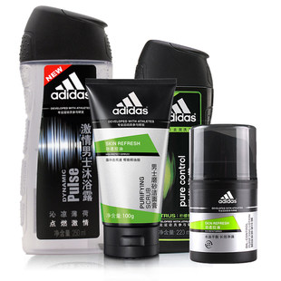 Adidas, лечебный комплект, гель для душа, очищающее молочко, тонер, отшелушивающий увлажняющий шампунь для ухода за кожей