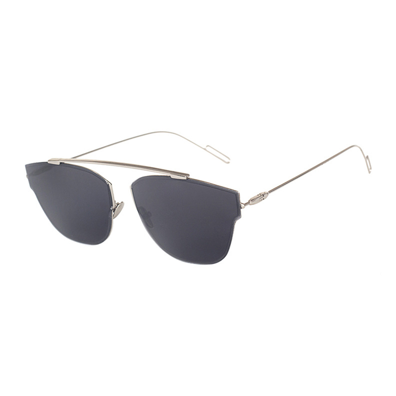 Silver Frame Black Grey FlakeEurope and America schoolboy tide Sun glasses female round face Internet celebrity Sunglasses Street shot plane eye ultraviolet-proof 2021 new pattern