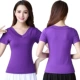 Сиреневая футболка, V-образный вырез, короткий рукав