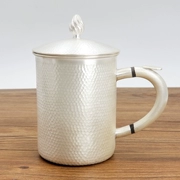 Cốc trà bạc 999 sterling cốc nước bạc Cốc bạc handmade cốc trà bạc cốc văn phòng có tay cầm cốc tuyết tuyết - Tách