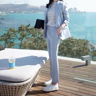 Hàn quốc phiên bản của 2018 mùa thu phần dài là mỏng tính khí nhỏ phù hợp với phù hợp với nữ phù hợp với áo khoác giản dị chín quần hai bộ