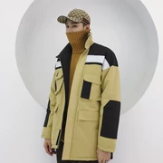 Charlie UNCLE dài dụng cụ áo khoác nam mùa đông Hàn Quốc phiên bản của xu hướng quá khổ quần áo bông khảm