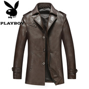 Playboy mùa thu và mùa đông mới ve áo người đàn ông da dài giản dị trung niên người đàn ông áo khoác mỏng kinh doanh áo khoác