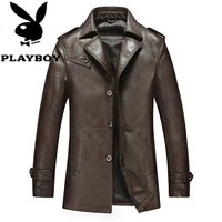 Playboy mùa thu và mùa đông mới ve áo người đàn ông da dài giản dị trung niên người đàn ông áo khoác mỏng kinh doanh áo khoác áo khoác bomber