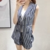 Oama Shiqi áo dài sọc dọc ngực đôi không tay áo khoác nữ Slim 2019 hè phong cách mới - Áo vest áo hoodie nữ cute Áo vest