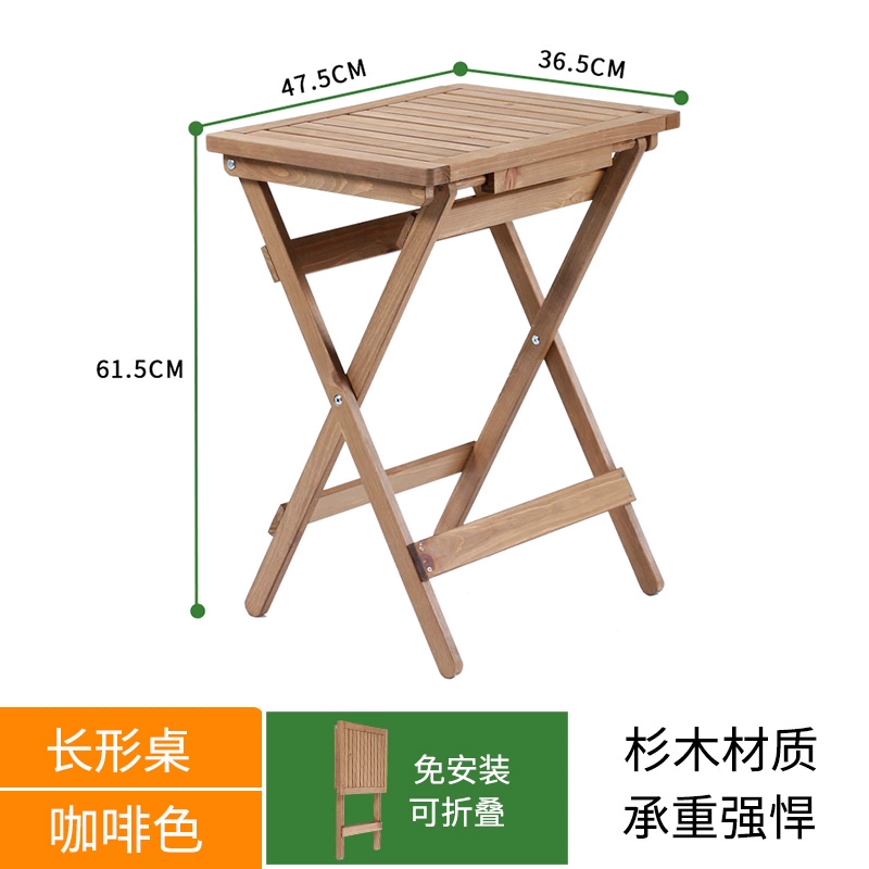 Miễn phí vận chuyển gỗ nguyên khối có thể gập lại bàn lưng ghế kết hợp di động nhà ngoài trời ban công đơn giản bàn cà phê nhỏ vuông bàn ăn tròn 