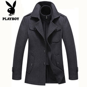 Playboy VIP nam áo len nam trung niên mùa đông dày dài áo gió áo len