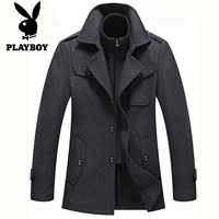 Playboy VIP nam áo len nam trung niên mùa đông dày dài áo gió áo len áo khoác nam 2021