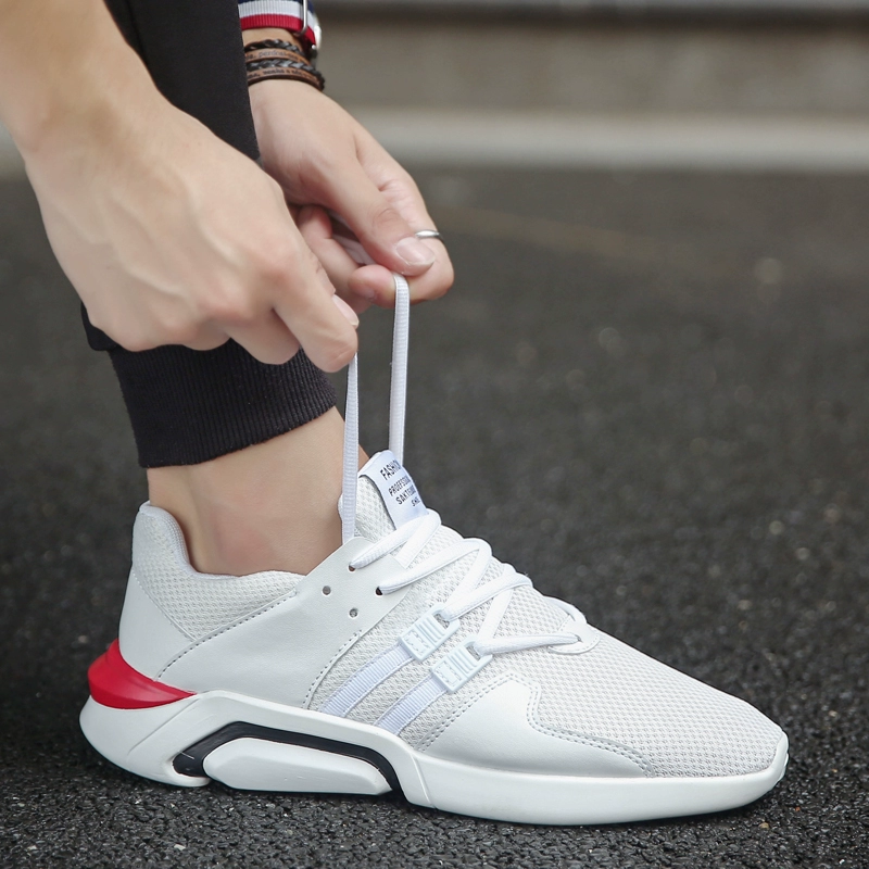 Mùa hè lưới thoáng khí thể thao chạy giày trắng nam trẻ phiên bản Hàn Quốc tăng để giúp giày nam sinh viên bình thường hoang dã - Giày thấp