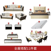 Ánh sáng sang trọng phòng khách hiện đại hoàn chỉnh bộ bàn ghế sofa da lớp đầu tiên kích thước căn hộ TV tủ bàn cà phê kết hợp bộ