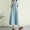 2019 mới phong cách quốc gia Trung Quốc phụ nữ ăn mặc cotton văn học và váy lanh mùa hè đầm ngắn tay thêu - Váy dài váy dài xẻ tà