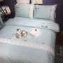 gia đình Hàn Quốc bốn bông ren công chúa gió màu bông chăn Khăn giường 1,5 1.8m doanh nghiệp giường - Bộ đồ giường bốn mảnh bộ chăn gối nous