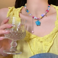 Летняя дофаминовая девушка! Конфеты -Кольцевое ожерелье Женское ювелирное украшение Y2K.