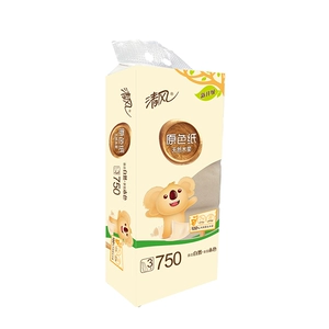Qingfeng 3-слойная рулонная бумага без стержня оригинального цвета, 750 г/упаковка, 10 рулонов