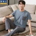 Pyjama nam cotton mùa hè quần ngắn tay phần mỏng cỡ lớn phục vụ tại nhà nam cotton nửa tay mùa hè mới áo thun nam polo Áo phông ngắn