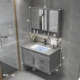 2022 mới tủ phòng tắm kết hợp sứ rửa tay rửa tay tủ tấm đá mặt bàn tùy chỉnh tủ gương lưu vực gương treo tường trang trí